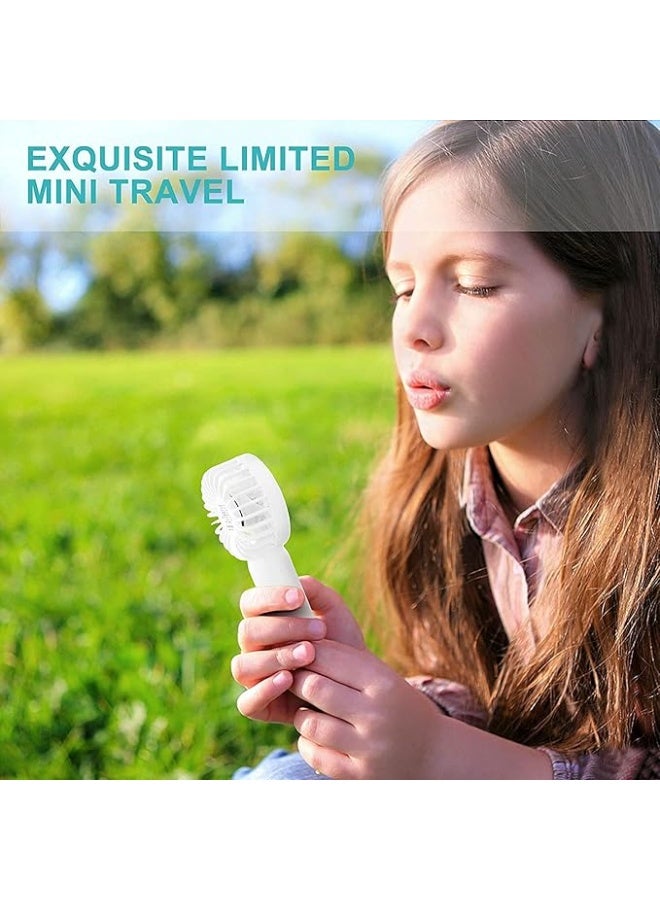 Padom Handheld Mini Fan Battery Operated Small Personal Portable Fan Speed Adjustable USB Rechargeable Fan for Kids Girls Women Men Home Office Indoor Outdoor Travelling (White) - Image 2