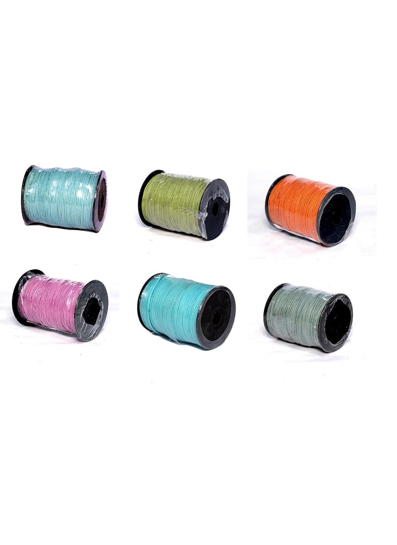 Torex TOREX 92 Mt, 1mm Thick, Roll Braided Wax Cotton Cord for Jewelry Making Beading Crafting Macram Waxed Cotton Cord Thread (Pack of 6 pcs Fast Colors)  - Image 1