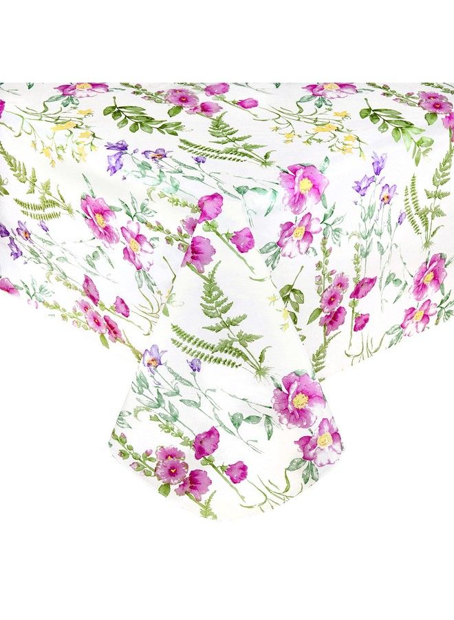 Newbridge Wildflower Fields Floral Vinyl Flannel Backed Tablecloth Wild Flowers Easy Care Vinyl Tablecloth With Flannel Backing 60 Inch X 102 Inch Oblong/Rectangle - Image 2