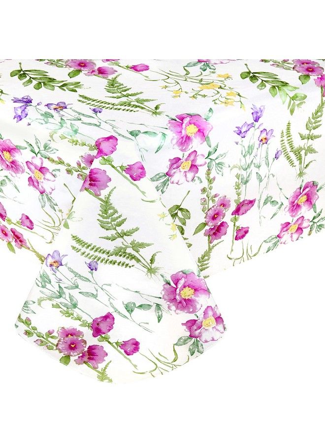 Newbridge Wildflower Fields Floral Vinyl Flannel Backed Tablecloth Wild Flowers Easy Care Vinyl Tablecloth With Flannel Backing 60 Inch X 102 Inch Oblong/Rectangle - Image 4