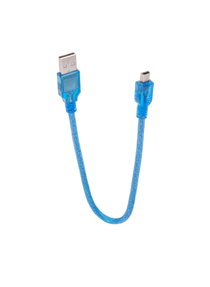 كابل بيانات وشحن قصير USB 2.0 من نوع A إلى Mini-B 5Pin بطول 30 سم – باللون الأزرق - Image 2