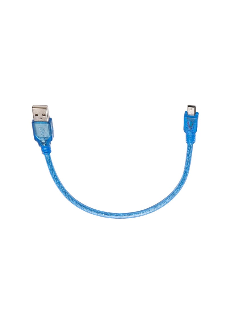 كابل بيانات وشحن قصير USB 2.0 من نوع A إلى Mini-B 5Pin بطول 30 سم – باللون الأزرق - Image 1