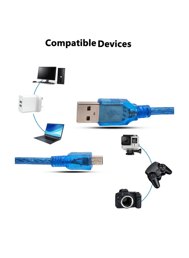 كابل بيانات وشحن قصير USB 2.0 من نوع A إلى Mini-B 5Pin بطول 30 سم – باللون الأزرق - Image 4
