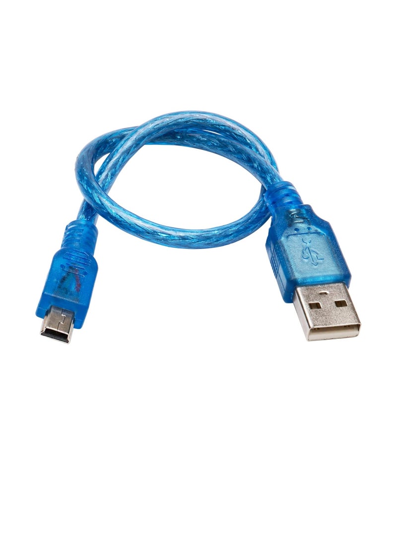 كابل بيانات وشحن قصير USB 2.0 من نوع A إلى Mini-B 5Pin بطول 30 سم – باللون الأزرق - Image 3