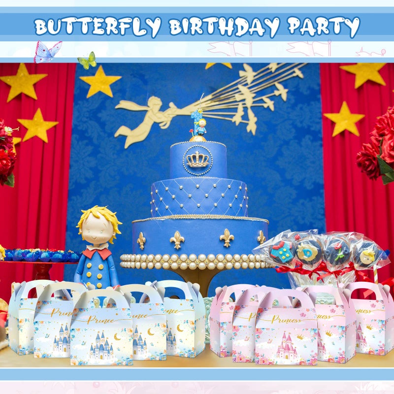 Nezyo Princess and Prince Treat Boxes - Pink & Blue Crown Cardboard Goodie Boxes for Birthday Party Favors(24 Pcs,Prince and Princess) - Image 5