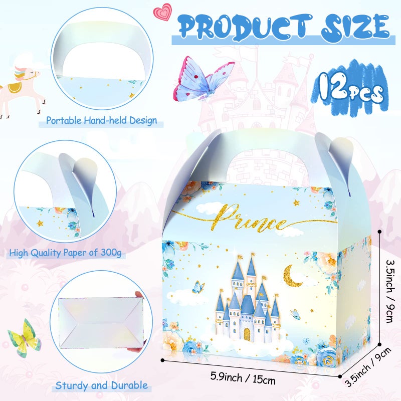 Nezyo Princess and Prince Treat Boxes - Pink & Blue Crown Cardboard Goodie Boxes for Birthday Party Favors(24 Pcs,Prince and Princess) - Image 2