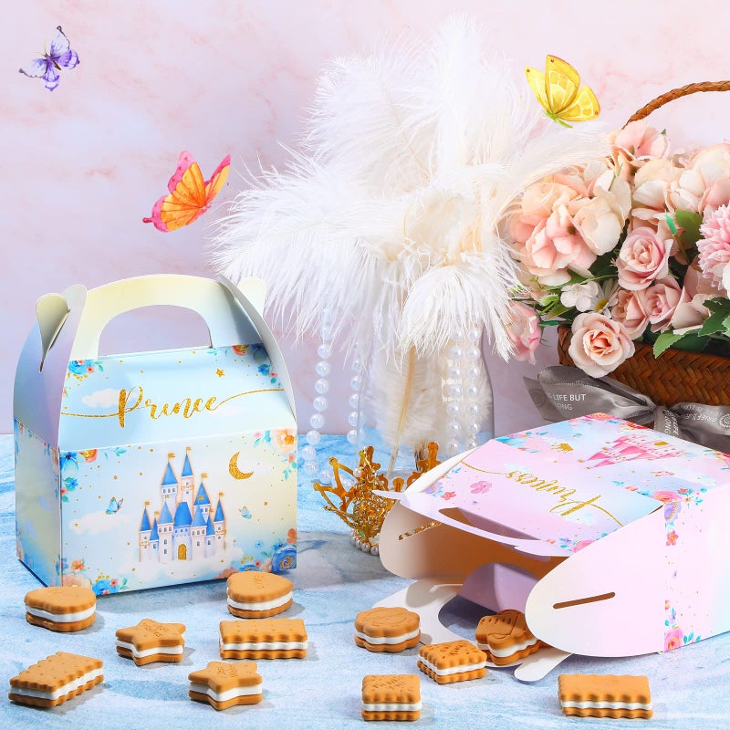 Nezyo Princess and Prince Treat Boxes - Pink & Blue Crown Cardboard Goodie Boxes for Birthday Party Favors(24 Pcs,Prince and Princess) - Image 3