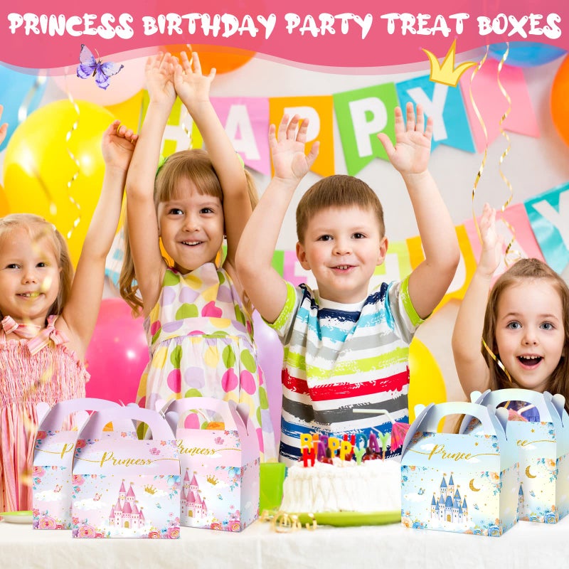 Nezyo Princess and Prince Treat Boxes - Pink & Blue Crown Cardboard Goodie Boxes for Birthday Party Favors(24 Pcs,Prince and Princess) - Image 4