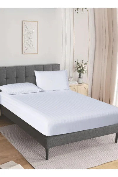Donetella 3-Piece Striped Bedding Set – Queen Fitted Sheet 150x200+30 cm with All-Around Elastic & 2 Matching Pillowcases