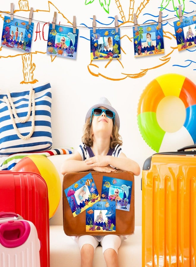 Whaline 30Pcs Under the Sea Picture Frames Craft Kit with 20 Sheets Stickers DIY Photo Frame Crafts Ocean Animal Stickers for Classroom Back to School Activities Game Bulletin Board Decorations - Image 4