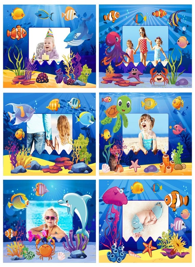 Whaline 30Pcs Under the Sea Picture Frames Craft Kit with 20 Sheets Stickers DIY Photo Frame Crafts Ocean Animal Stickers for Classroom Back to School Activities Game Bulletin Board Decorations - Image 1
