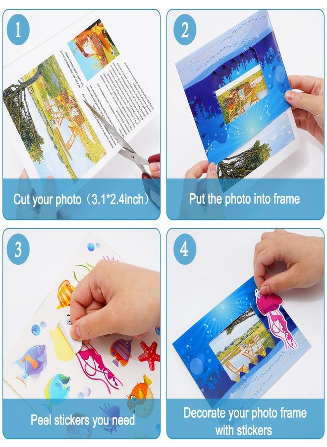 Whaline 30Pcs Under the Sea Picture Frames Craft Kit with 20 Sheets Stickers DIY Photo Frame Crafts Ocean Animal Stickers for Classroom Back to School Activities Game Bulletin Board Decorations - Image 3