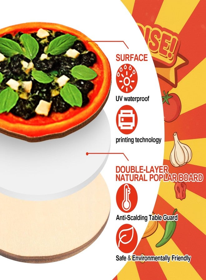 Potchen 6 Pcs 4 Inch Funny Pizza Gift Christmas Pizza Coasters Cool Coasters Stocking Stuffers for Adults Bulk with Mini Box for Drinks Living Room Kitchen Coffee Bar Decoration House Warming - Image 4