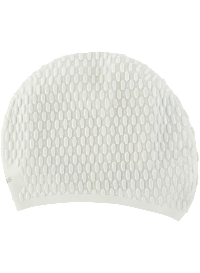 Embossed White Swimming Cap  Recycled Silicone, Eco-Friendly, Comfortable Fit, Chlorine Protection, Ideal For Pool & Open Water Training