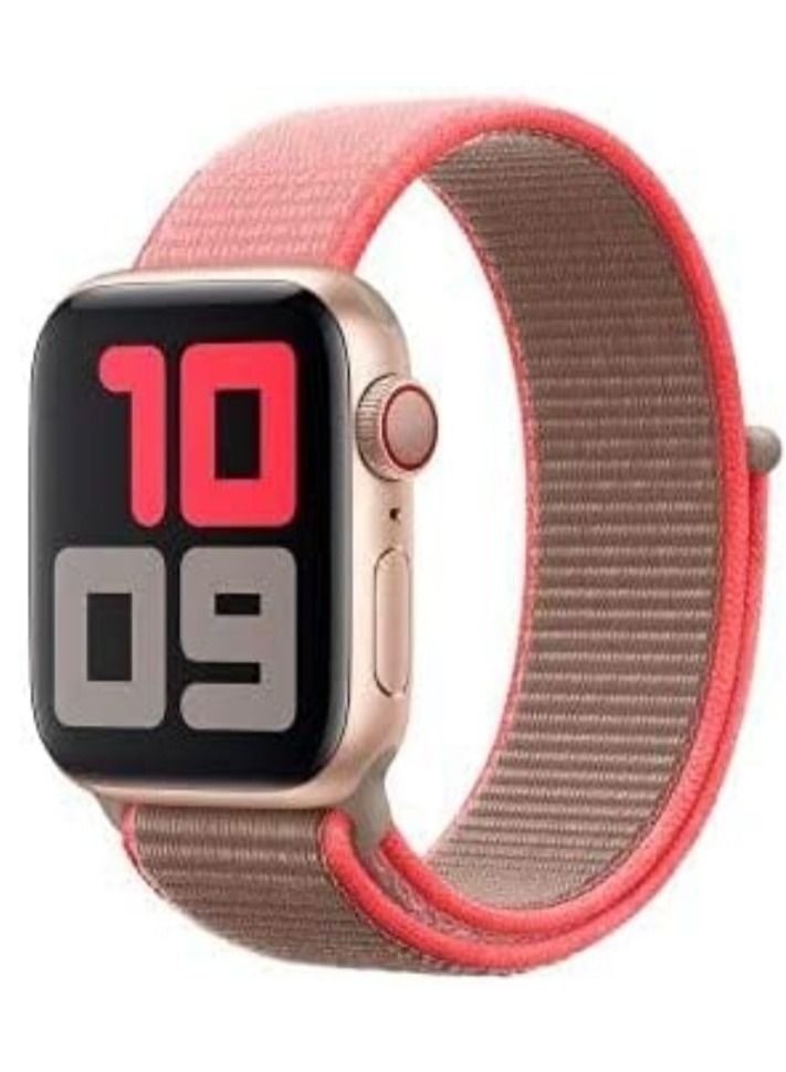VITION سوار رياضي من النايلون لساعة Apple Watch مقاس 45 مم و44 مم و42 مم، حزام بديل ناعم لسلسلة iWatch Series 7/ 6/ SE/ 5/4/3/2/1 (وردي نيون) - Image 1