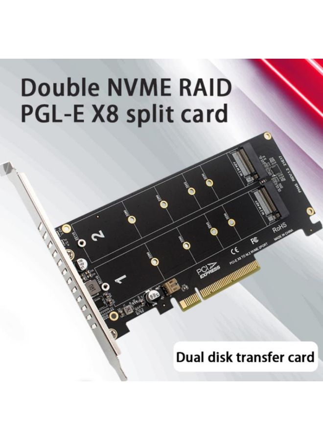 BURAQ PCI-E X8 Double Disk Transfer Card NVME M.2 MKEY SSD RAID Array Expansion Adapter(PH45)  - Image 2