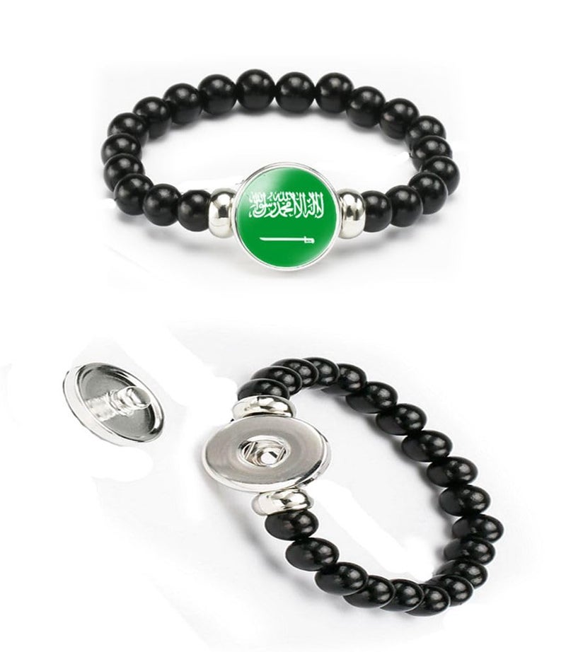 vmcoatdu Saudi Arabia Flag Bracelet Elastic Rope Beaded Bracelet Support Your Country Travel Souvenir Gifts for Men Women (Saudi Arabia) - Image 4