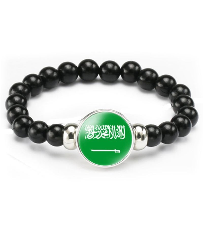 vmcoatdu Saudi Arabia Flag Bracelet Elastic Rope Beaded Bracelet Support Your Country Travel Souvenir Gifts for Men Women (Saudi Arabia) - Image 1