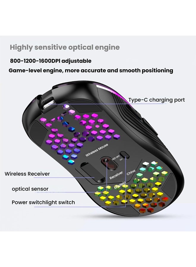 General RGB Lightweight USB Mouse Mixed Light Ergonomic Gaming Wireless Mouse Smooth Operation Provide a Comfortable Experience for Game Operation  - Image 3