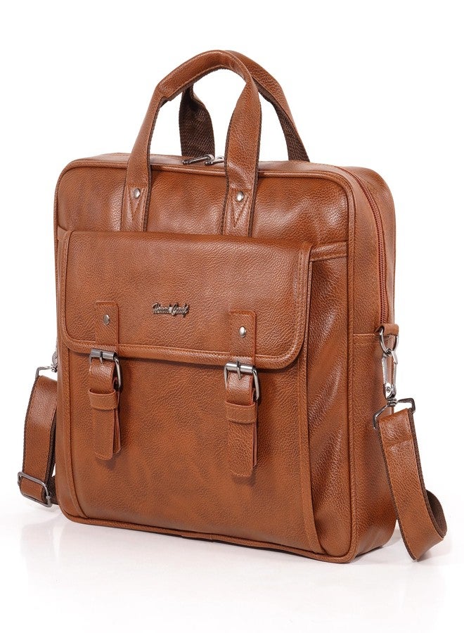 Hard Craft Vegan Leather Office Laptop Messenger and Shoulder Side Sling Hand Bag For Men Corporate Executive Briefcase Bag For Man Supports Laptop Upto 15.6 inches - Image 1