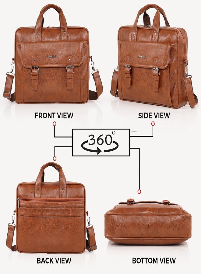 Hard Craft Vegan Leather Office Laptop Messenger and Shoulder Side Sling Hand Bag For Men Corporate Executive Briefcase Bag For Man Supports Laptop Upto 15.6 inches - Image 4