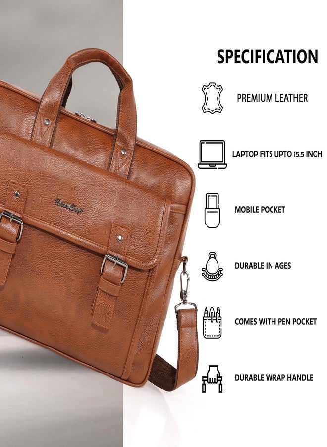 Hard Craft Vegan Leather Office Laptop Messenger and Shoulder Side Sling Hand Bag For Men Corporate Executive Briefcase Bag For Man Supports Laptop Upto 15.6 inches - Image 3