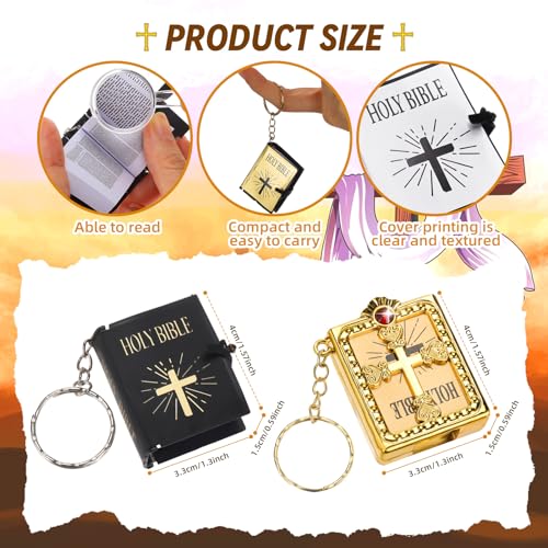 Hoemwarm 200 Pcs Bible Gift Set for Christian Include Mini Bible Verse Keychain Thank You Tag White Organza Bags Magnifying Glass Mini Keychains for Church Souvenir Gift, Gold Silver Black, Multicolor - Image 2