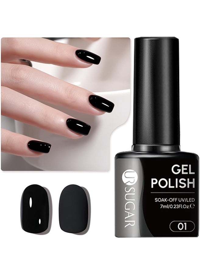 UR SUGAR Gel Polish, 15ml Soak Off UV Light Gel Polish for DIY Home Manicure,7ml,#01 Black - Image 1