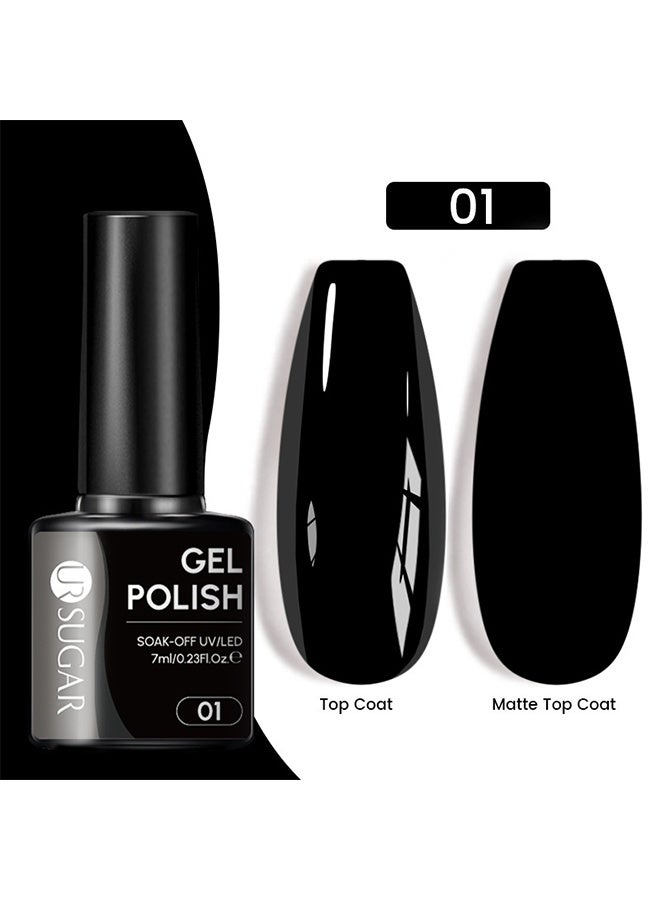 UR SUGAR Gel Polish, 15ml Soak Off UV Light Gel Polish for DIY Home Manicure,7ml,#01 Black - Image 2