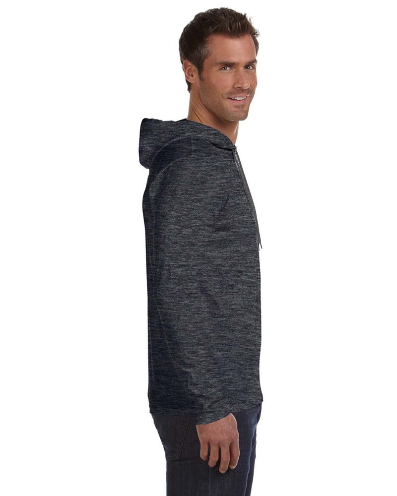 Anvil 987AN Ringspun Long-Sleeve Hooded T-Shirt - White/Dark Grey -XL - Image 3