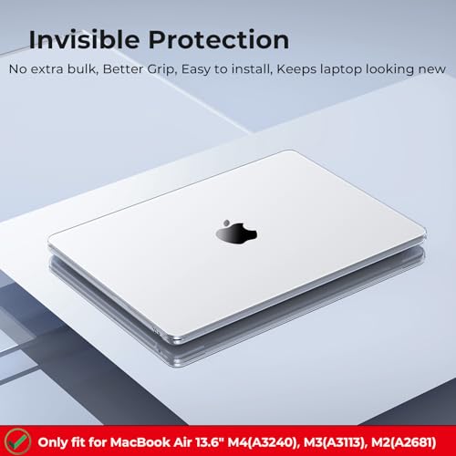 EooCoo Case Compatible with MacBook Air 13 inch M4 2025 2024 2023 2022 M3 M2 A3240 A3113 A2681, Clear Air 13.6" Laptop Hard Shell Case + Keyboard Skin Cover + Screen Protector, Crystal Clear - Image 3
