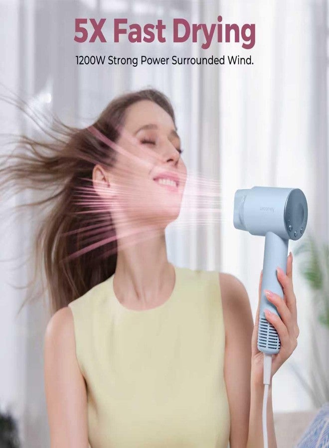 Lecomely Dual Voltage Hair Dryer for Worldwide Travel, High-Speed Travel Hair Dryer for 5X Faster Drying, 200M Negative Ions, 0.69lb Portable Blow Dryer for Salon Results at Home & Abroad S4AT (Blue Dryer) - Image 4