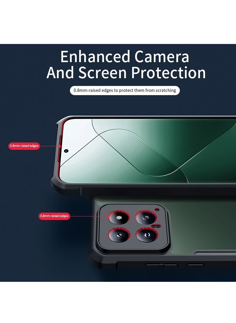 For Xiaomi 14 Case, Camera Lens Protection Back Cover, TPU Shockproof Airbags Bumper Mobile Phone Case, Slim Fit Anti-Yellowing PC Mixed Material Protective Casing (Black Clear) - Image 2