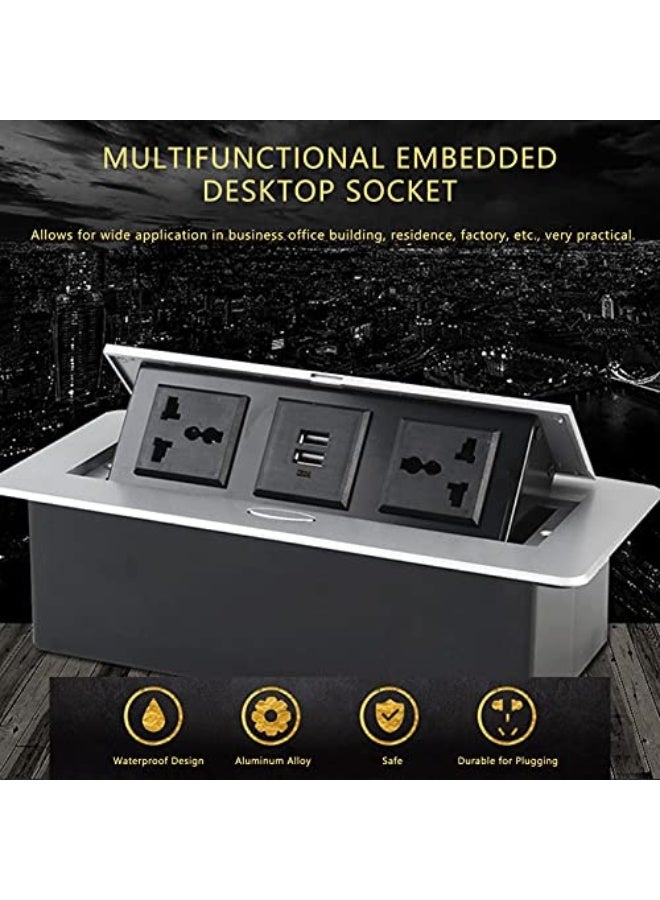 01 Power Strip, Hidden Table Pop Up Socket, Dual USB Power Outlet Strip, 250V J29 Hub Connection Box, Desktop Socket for Home Office Conference Room Countertop - Image 5