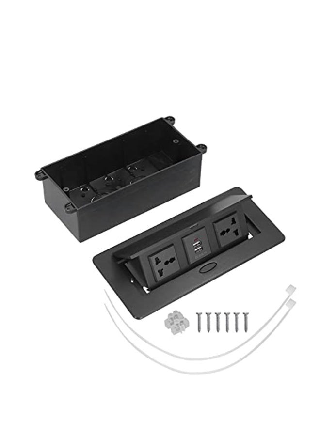01 Power Strip, Hidden Table Pop Up Socket, Dual USB Power Outlet Strip, 250V J29 Hub Connection Box, Desktop Socket for Home Office Conference Room Countertop - Image 2