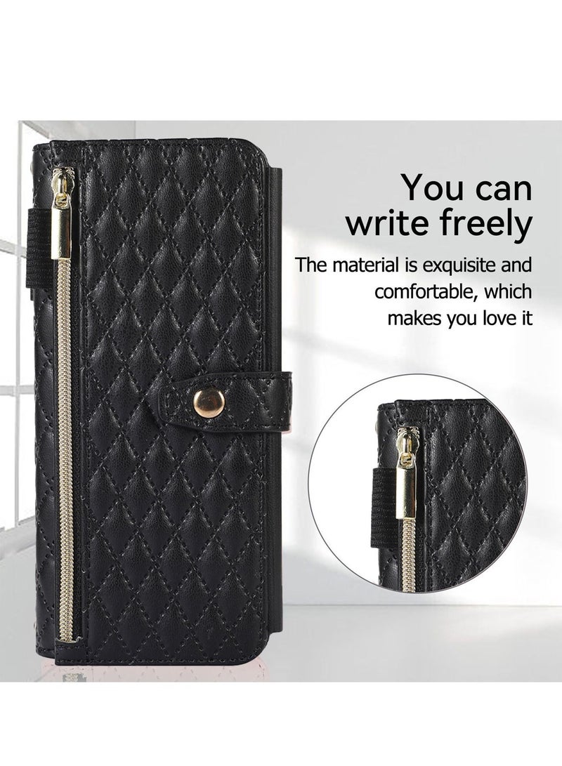 Samsung Galazy Z Fold 5 Case, Z Fold 5 Case Wallet for Women Men, Durable PU Leather Magnetic Wallet Flip Lanyard Strap Wristlet Zipper Card Holder Phone Case for Samsung Galaxy Z Fold 5  - Image 5
