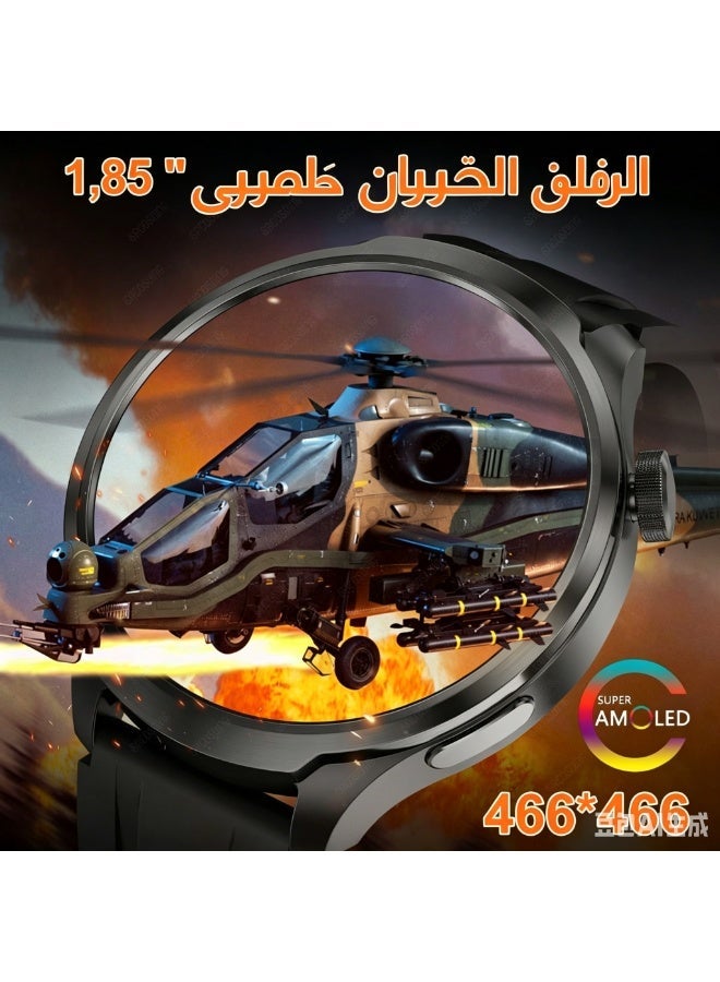 ساعة ذكية رجالية 2026 بشاشة AMOLED بحجم 1.85 بوصة، مزودة بمكالمات بلوتوث، تتبع GPS، ومقاومة للماء بمعيار IP67 - Image 2