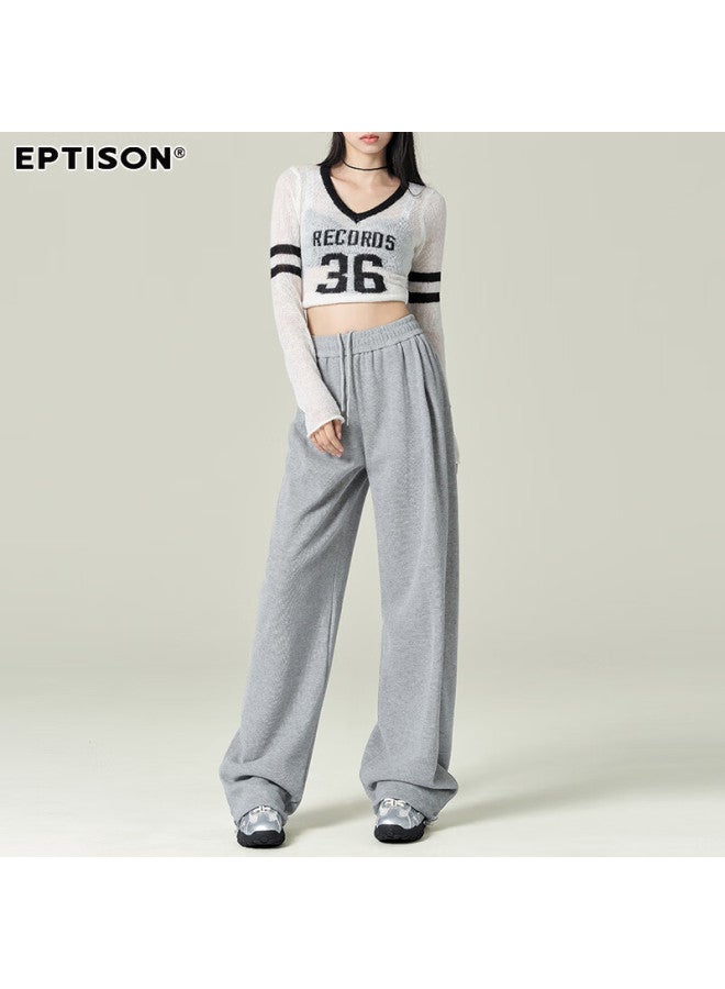 EPTISON Yipintiancheng Autumn Straight-leg Wide-leg Casual Pants, Women's Knitted Sweatpants, High-end Loose-fitting Slimming Joggers - Image 2