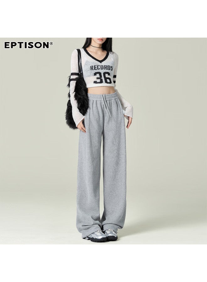 EPTISON Yipintiancheng Autumn Straight-leg Wide-leg Casual Pants, Women's Knitted Sweatpants, High-end Loose-fitting Slimming Joggers - Image 1