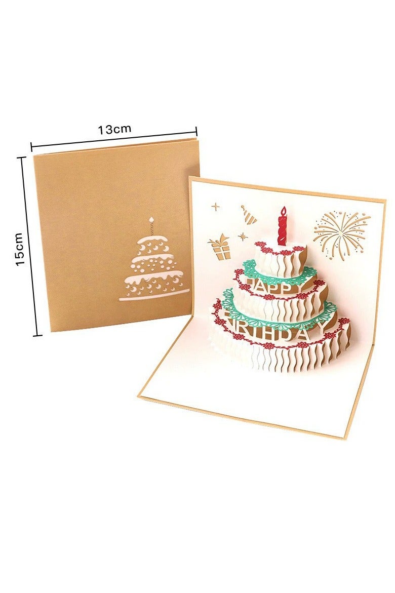 Music candle cake 3D greeting card,3D Pop-Up Card with Music and Lighting Design Greeting Card for Birthday, Sturdy and Solid Cardstock Gift Card with Envelope and Thank You Card (Gold color) - Image 5
