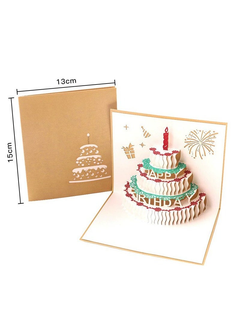 Generic Music candle cake 3D greeting card,3D Pop-Up Card with Music and Lighting Design Greeting Card for Birthday, Sturdy and Solid Cardstock Gift Card with Envelope and Thank You Card (Gold color)  - Image 4