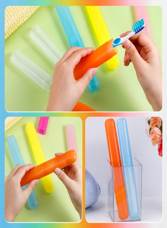 Bgtecho 24 Pcs Travel Toothbrush Case, Plastic Portable Toothbrush Storage Cases, Dust-Proof Toothbrushes Container, Breathable Toothbrush Holder for Travel Camping Home School Business, 6 Colors - Image 3