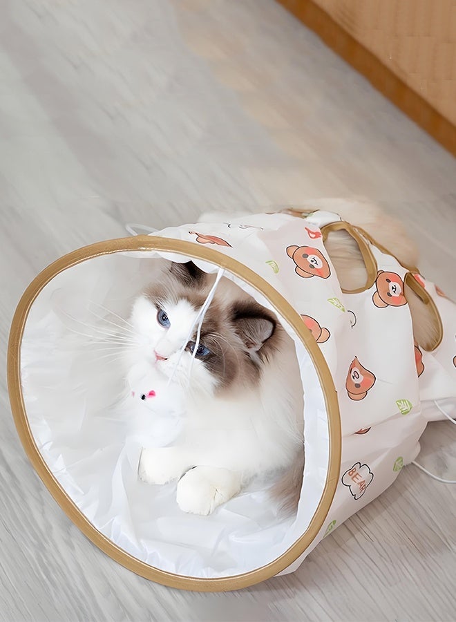 نفق الحيوانات الأليفة القابل للطي، حقيبة نفق للقطط، لعب تفاعلية للقطط مقاومة للعض مع 1 فأرة صغيرة وكرة لعبة، حقيبة تدريب للقطط المنزلية للترفيه عن القطط وتخفيف الملل. - Image 3