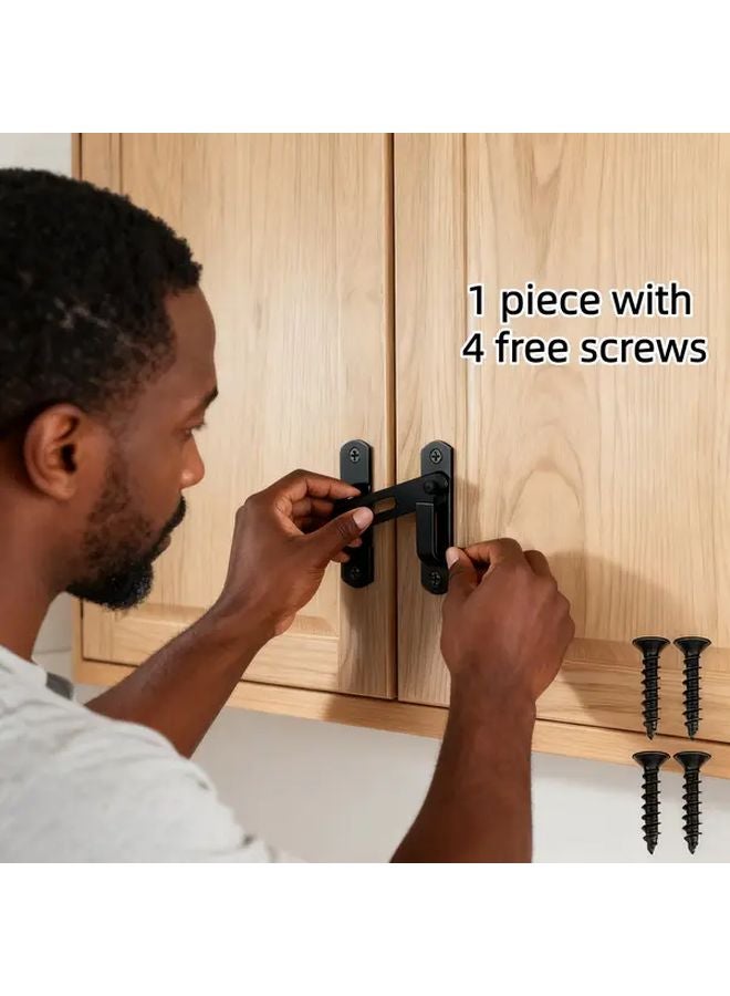 Black Film Stainless Steel Barn Door Lock Durable Rust Resistant For Home Security - Image 2