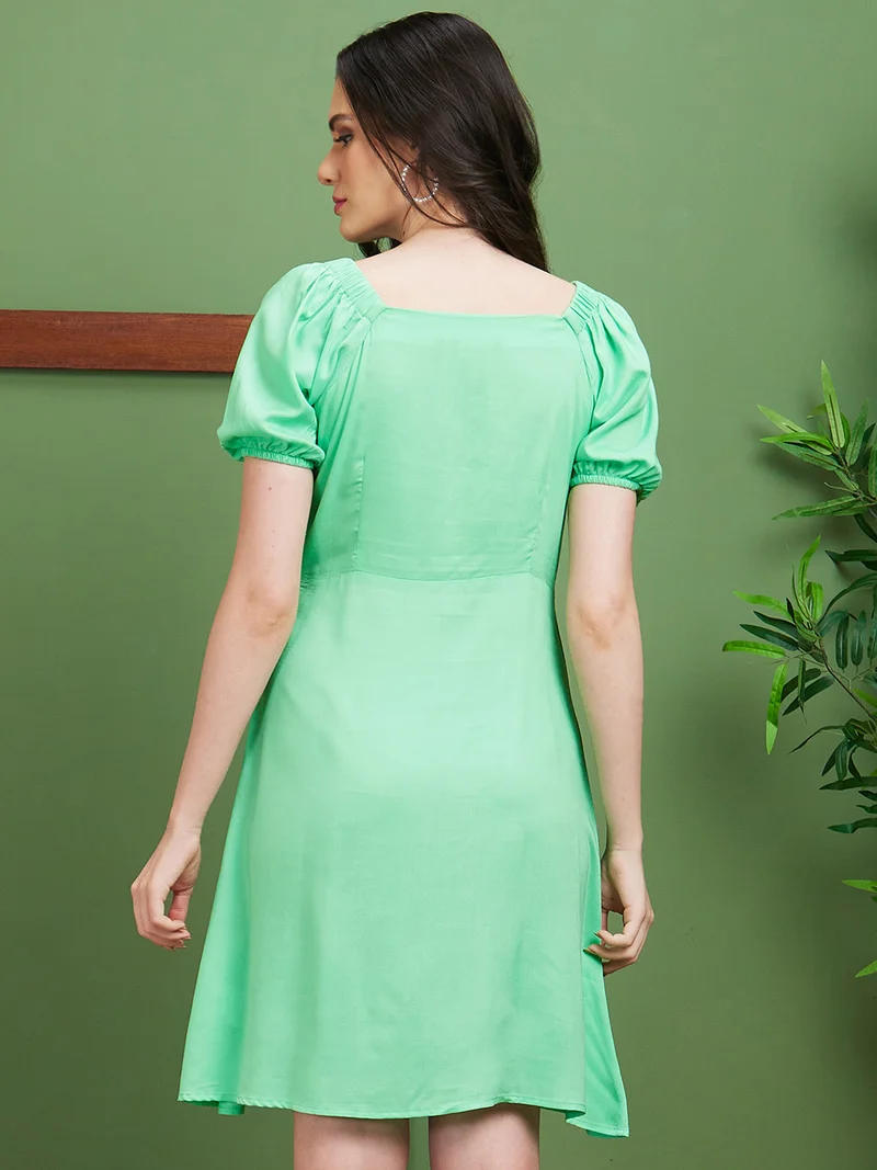 globus Women Green A-Line Casual Dress