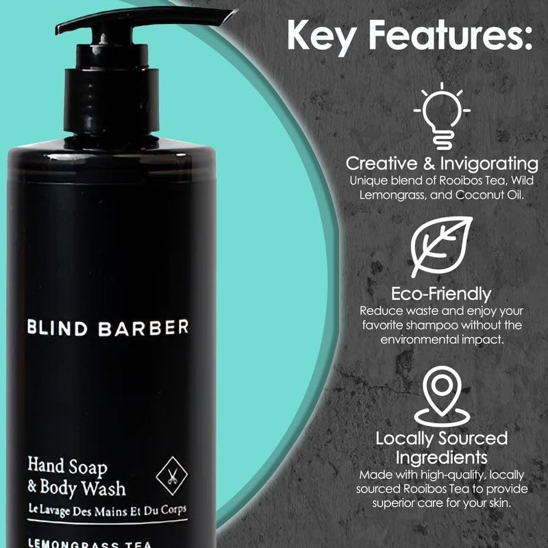 world amenities Blind Barber Hand Soap and Body Wash for Women and Men 135 Fl Oz Body Care Liquid Soap - Image 4
