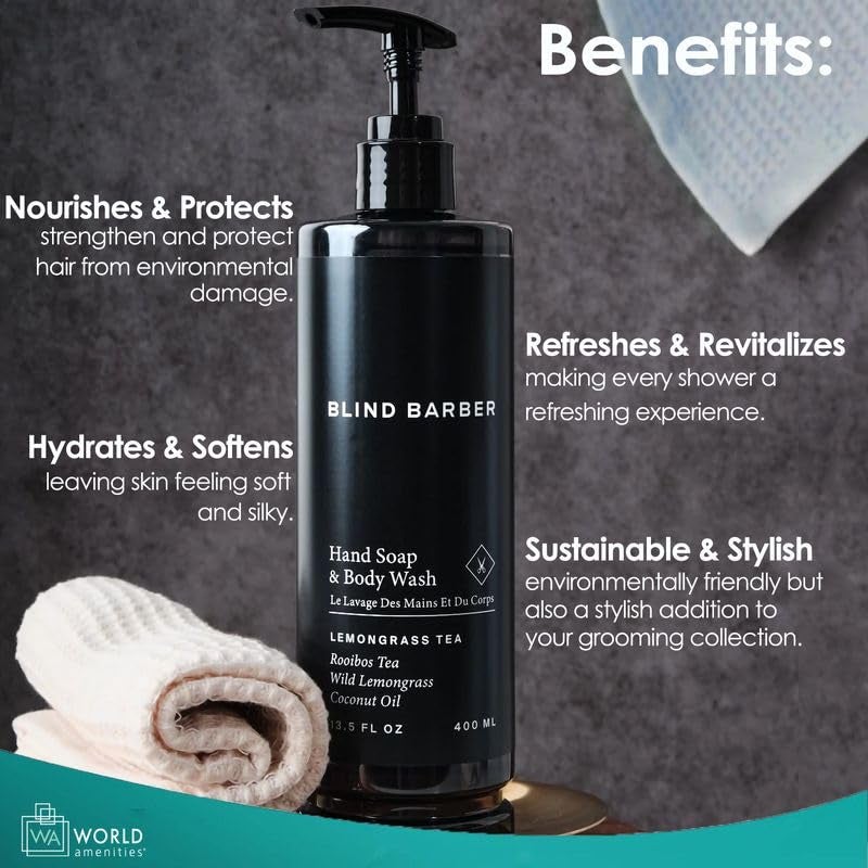 world amenities Blind Barber Hand Soap and Body Wash for Women and Men 135 Fl Oz Body Care Liquid Soap - Image 3