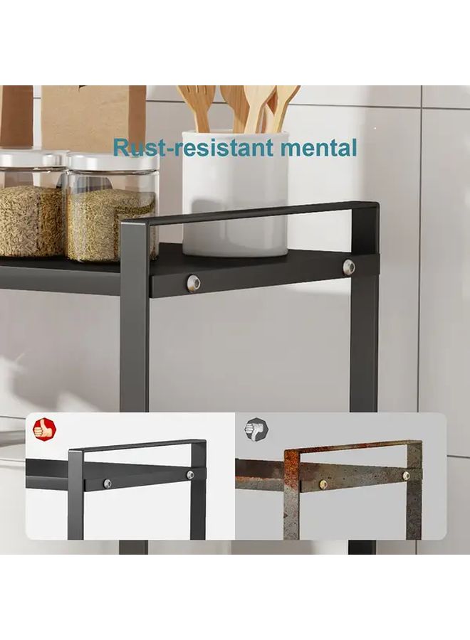 2 Tier Heavy Duty Black Metal Expandable Cabinet Organizer Riser Stackable Non Slip Storage Shelf For Kitchen Pantry Under Sink And Countertop Space Saving Design Open Storage - Image 2
