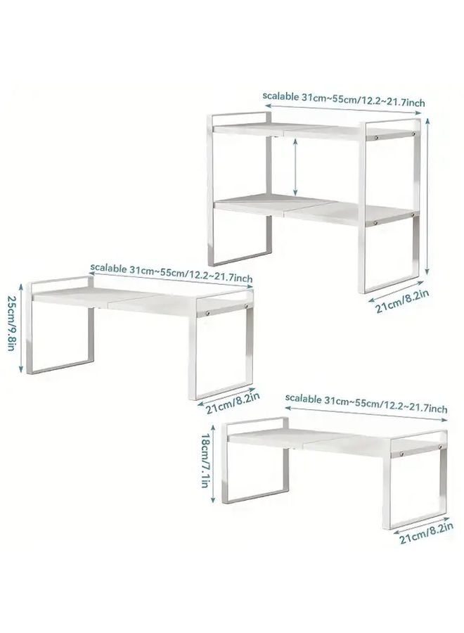 2 Tier Heavy Duty Black Metal Expandable Cabinet Organizer Riser Stackable Non Slip Storage Shelf For Kitchen Pantry Under Sink And Countertop Space Saving Design Open Storage - Image 3