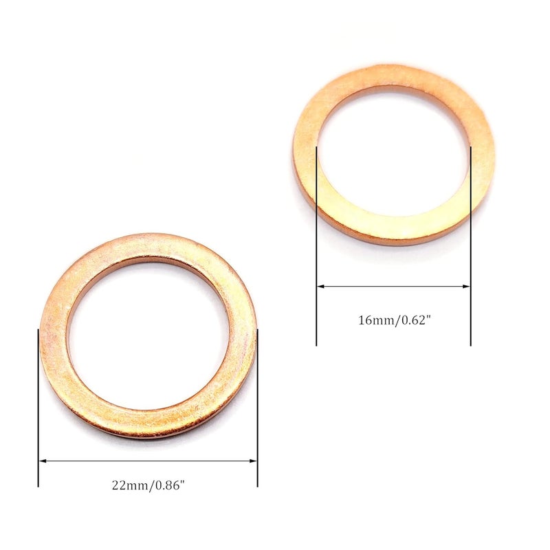 NACX M16 Flat Washer Copper Sealing Ring, 16mm ID 22mm OD 1.5mm Thickness Metric Sealing Gasket, 30 Pieces - Image 2